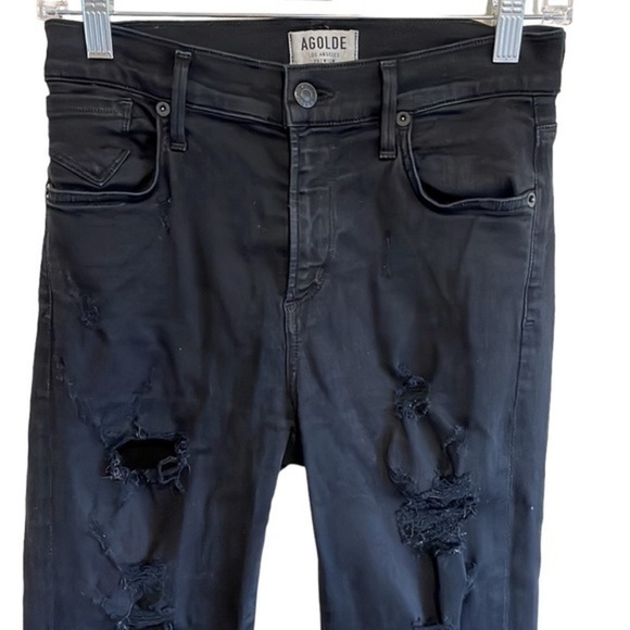 Agolde Sophie High Rise Skinny Jeans Women’s Size 26 Distressed Black - Picture 4 of 10